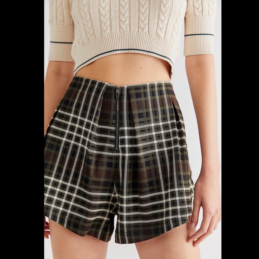 Free People Plaid Zip Shorts With Pockets